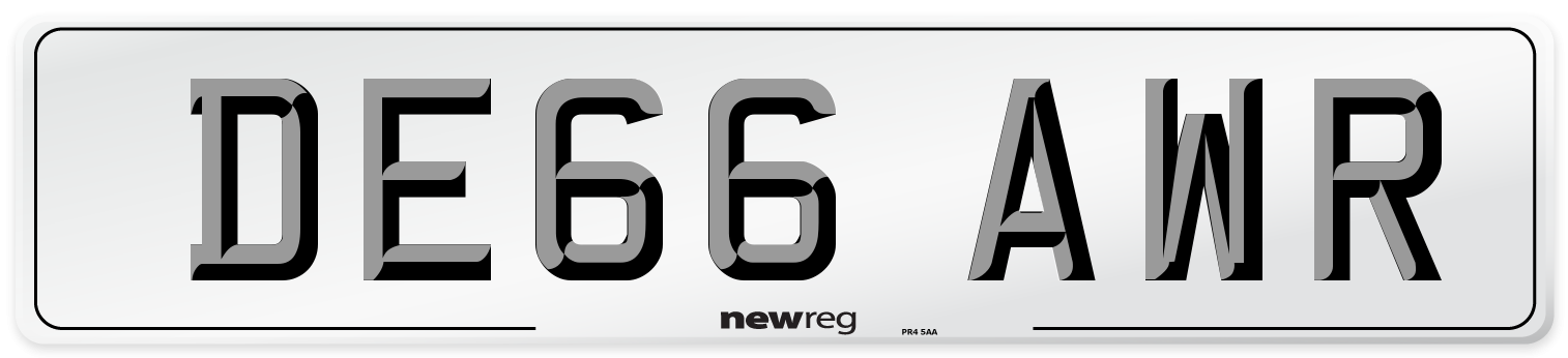 DE66 AWR Number Plate from New Reg